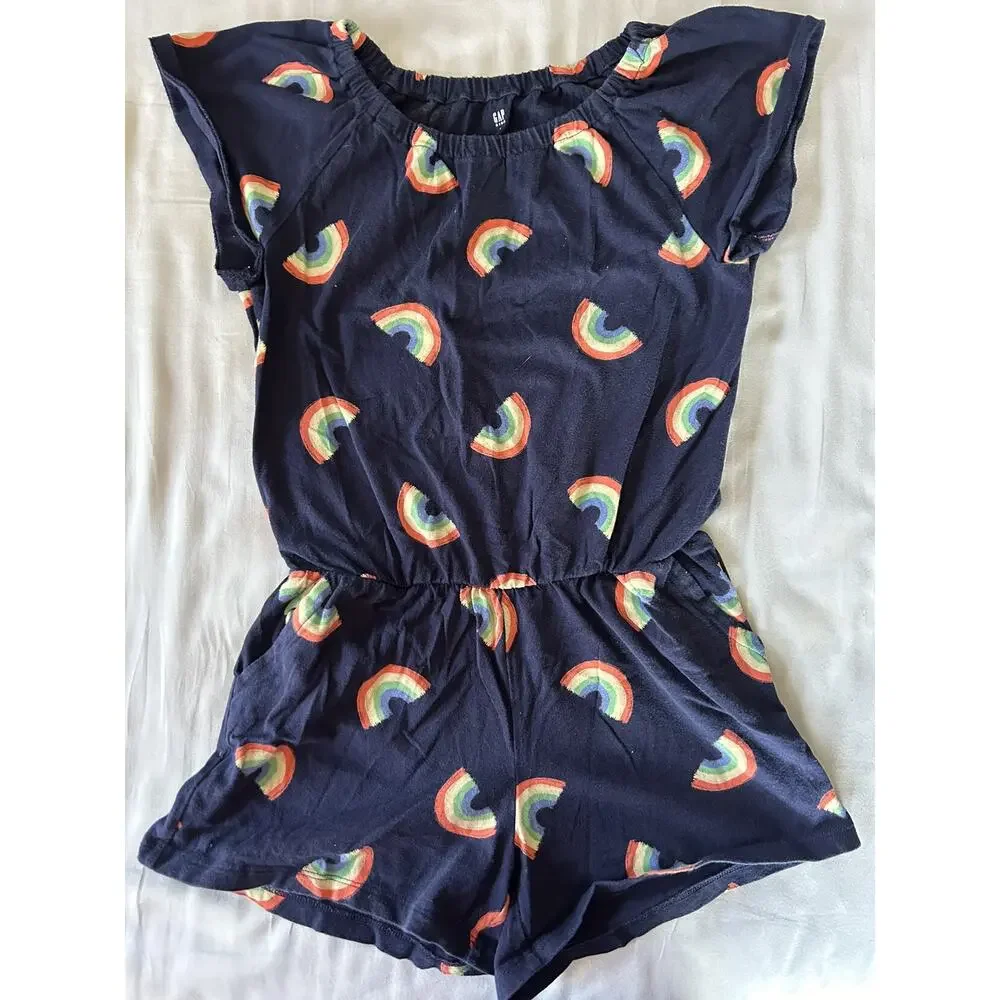 Gap Blue Rainbow Romper large 10-12